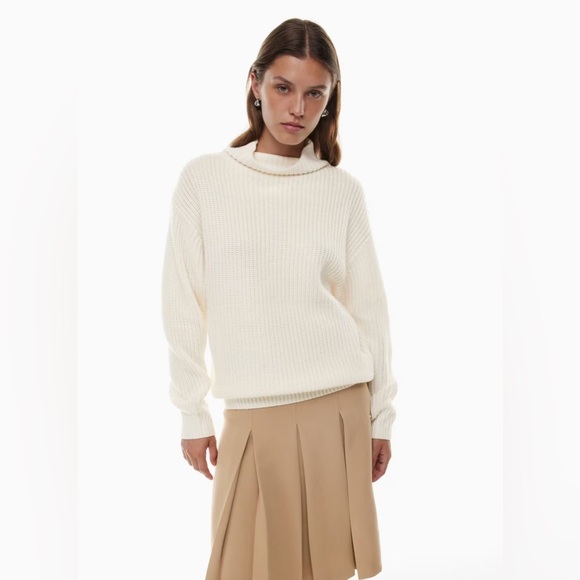 Aritzia Wilfred Montpellier Turtleneck Knit Sweater | Size XS Light Birch - Picture 2 of 9